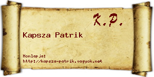 Kapsza Patrik névjegykártya