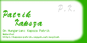 patrik kapsza business card